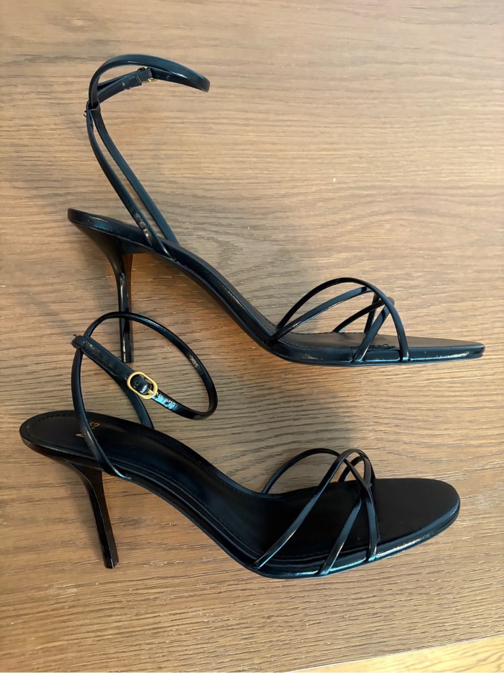 Mango MNG - Black Strappy Ankle‑Buckle Women's Sandal. NWT